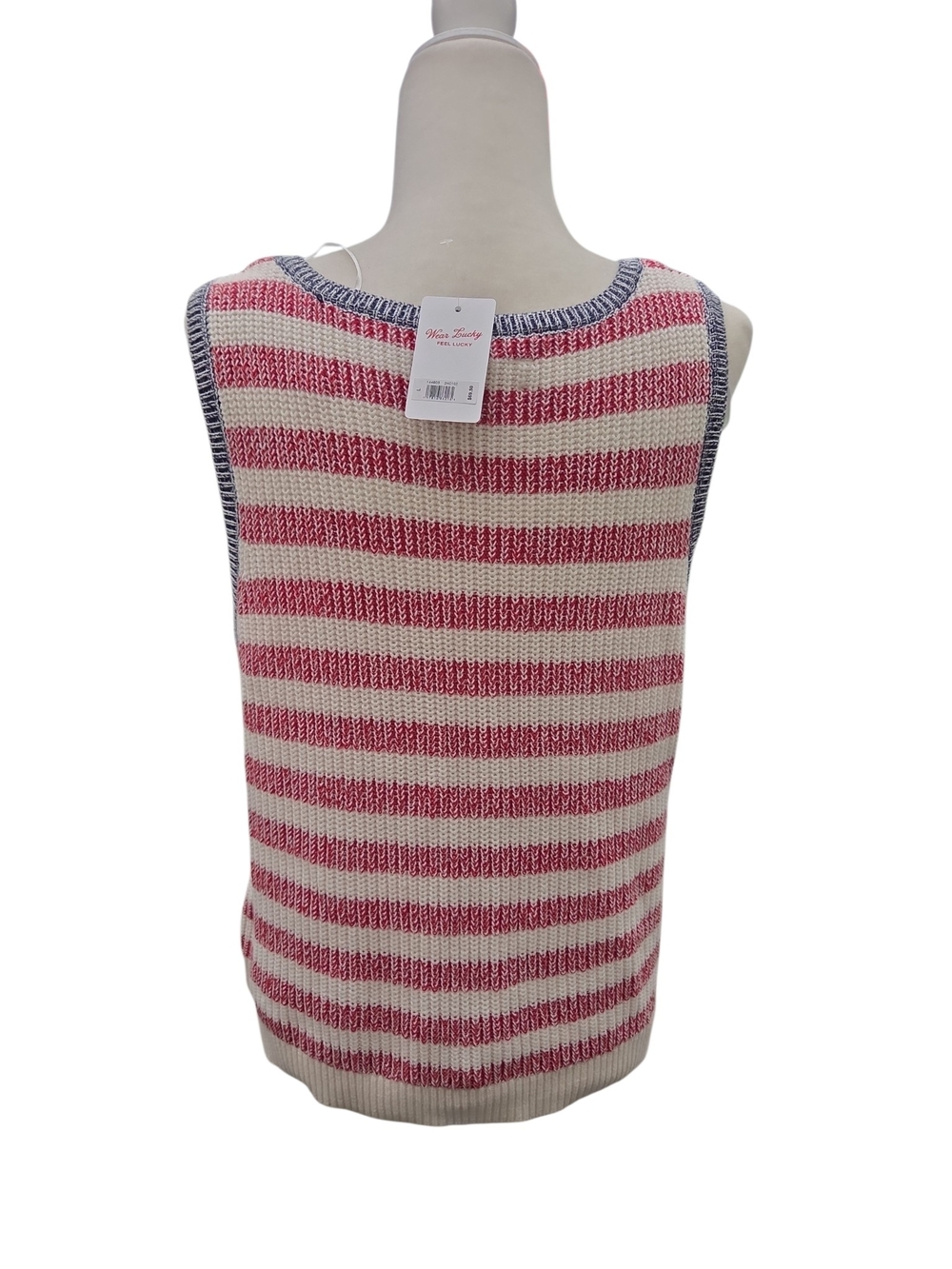 Lucky Brand Knit Tank Top Red White Blue Large - Picture 5 of 9